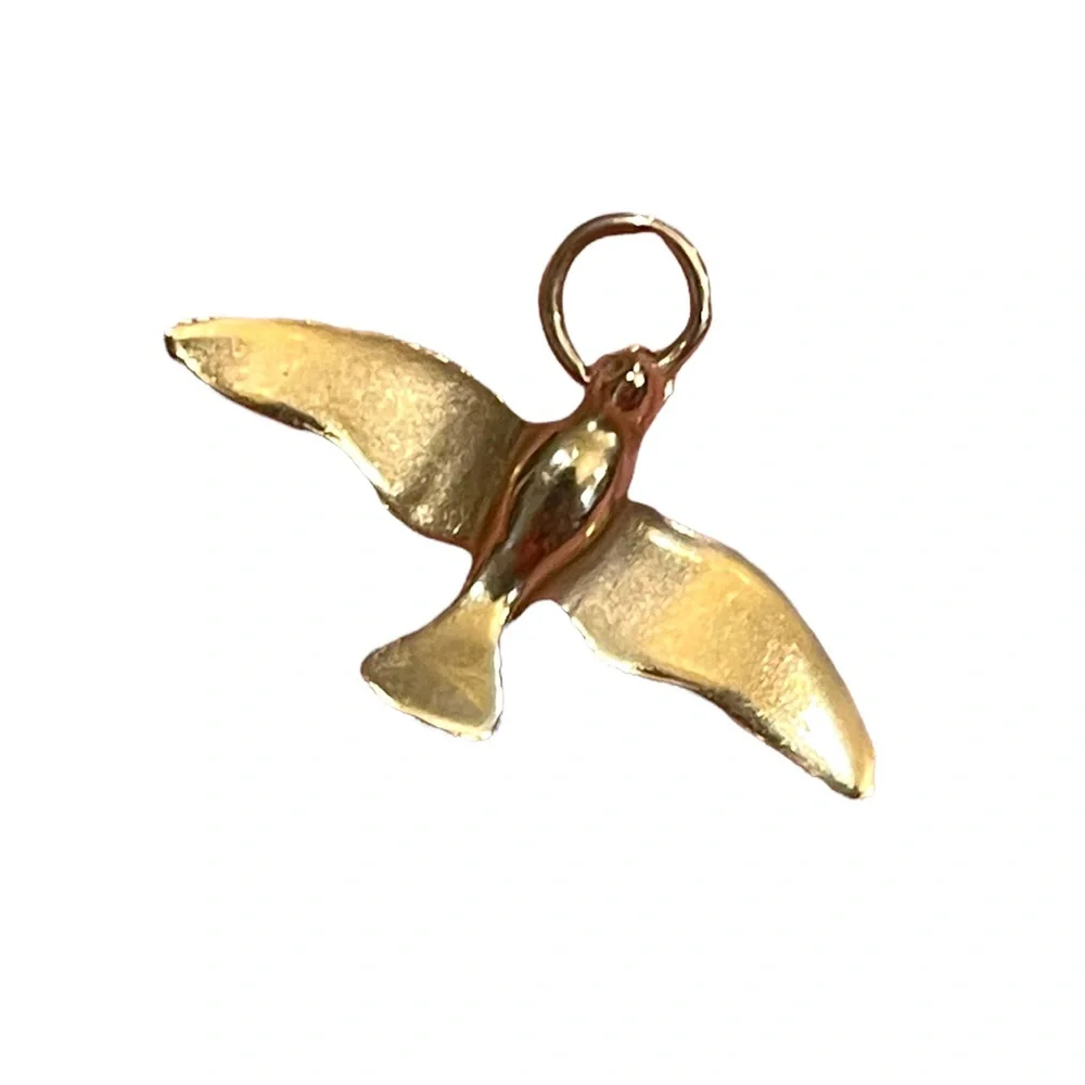 Vintage 10k gold Dove religious christian symbol necklace pendant - Picture 1 of 9
